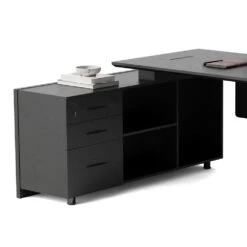 ADRIANO Black Executive Office Desk Reversible 165-180cm - Black Concrete(Adriano Black Executive Office Desk Reversible 165 180cm Black) 34 ADRIANO Black Executive Office Desk Reversible 165-180cm - Black Concrete(Adriano Black Executive Office Desk Reversible 165 180cm Black) -Modern Furniture EWB003 L 2 Drawer 1000