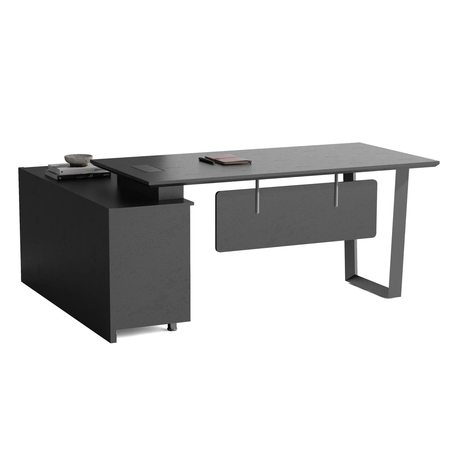 ADRIANO Black Executive Office Desk Reversible 165-180cm - Black Concrete(Adriano Black Executive Office Desk Reversible 165 180cm Black) 4 ADRIANO Black Executive Office Desk Reversible 165-180cm - Black Concrete(Adriano Black Executive Office Desk Reversible 165 180cm Black) - Image 2