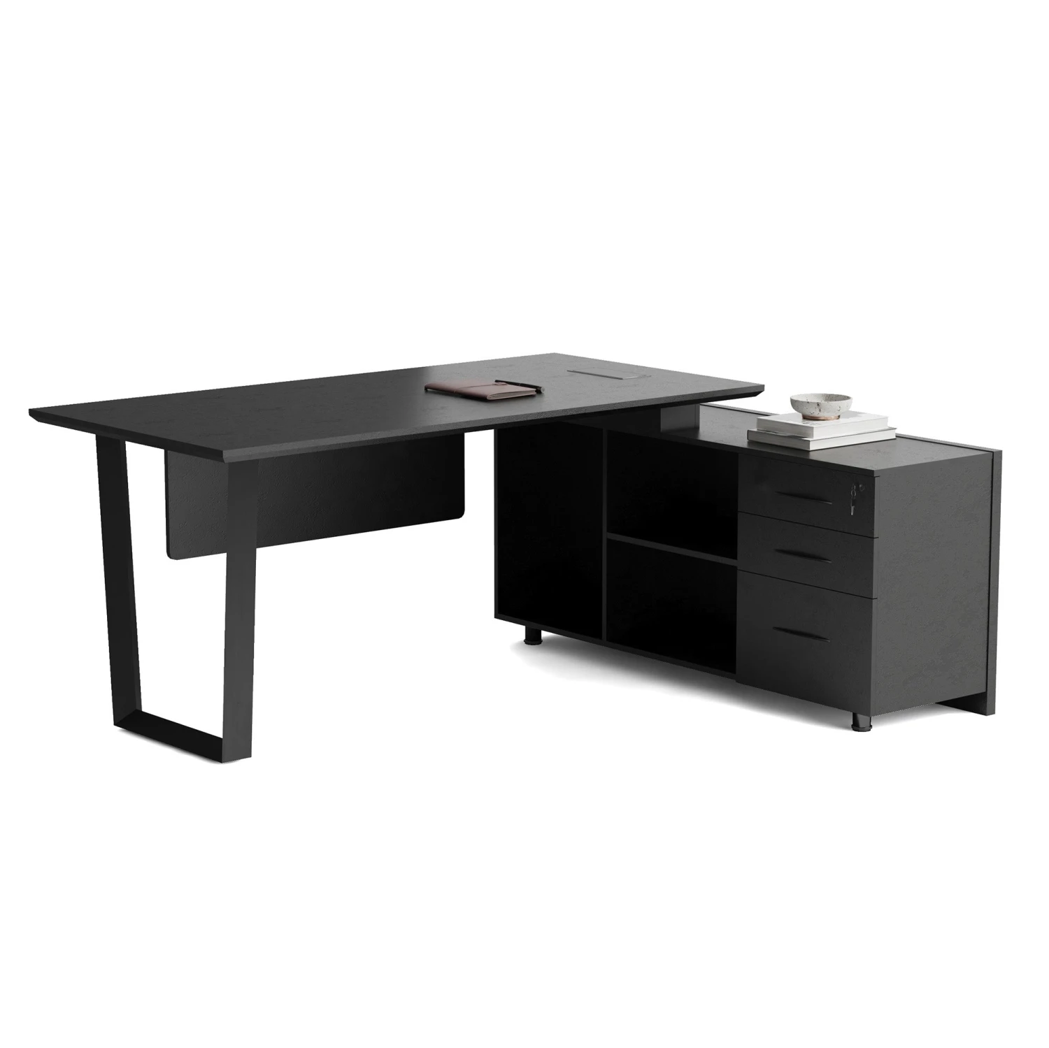 ADRIANO Black Executive Office Desk Reversible 165-180cm - Black Concrete(Adriano Black Executive Office Desk Reversible 165 180cm Black) 8 ADRIANO Black Executive Office Desk Reversible 165-180cm - Black Concrete(Adriano Black Executive Office Desk Reversible 165 180cm Black) - Image 6