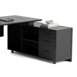 ADRIANO Black Executive Office Desk Reversible 165-180cm - Black Concrete(Adriano Black Executive Office Desk Reversible 165 180cm Black) 35 ADRIANO Black Executive Office Desk Reversible 165-180cm - Black Concrete(Adriano Black Executive Office Desk Reversible 165 180cm Black) -Modern Furniture EWB003 R 2 Drawer 1000