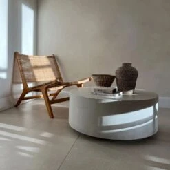 ROCCO Indoor & Outdoor Coffee Table 80cm - White Concrete(Rocco Coffee Table 60cm White Concrete Copy) 14 ROCCO Indoor & Outdoor Coffee Table 80cm - White Concrete(Rocco Coffee Table 60cm White Concrete Copy) -Modern Furniture FCT07WHITE 2