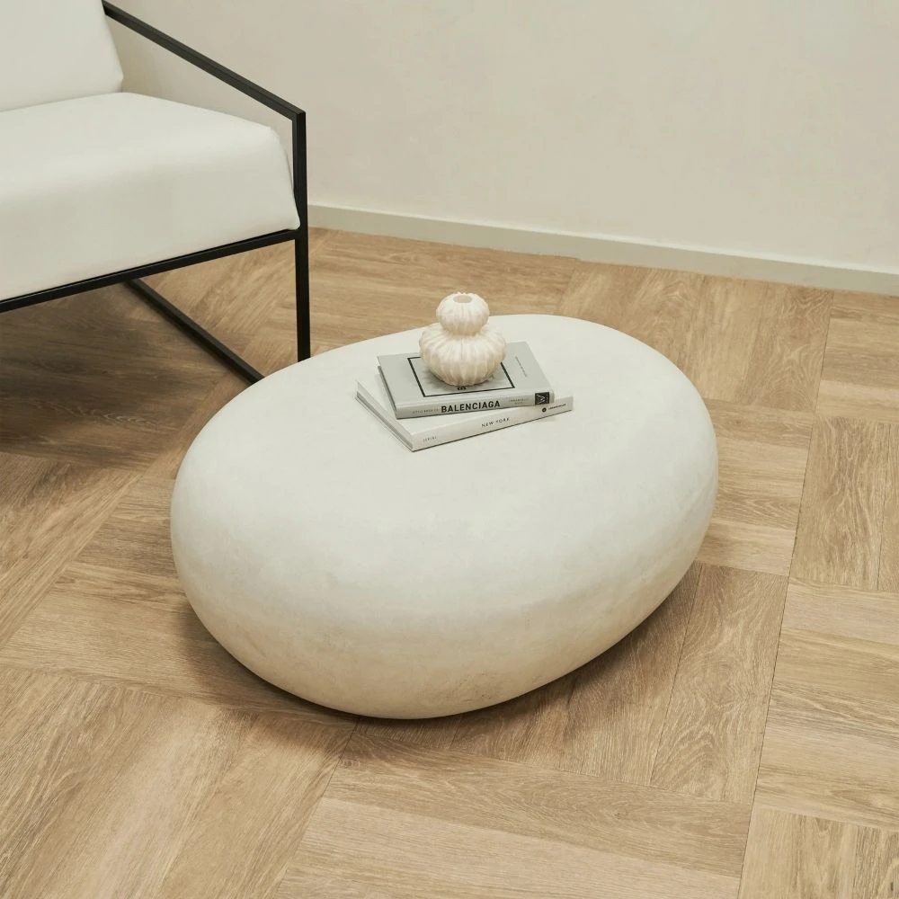 ROCCO Indoor & Outdoor Pebble Coffee Table 73cm - White Concrete(Rocco Coffee Table 75cm White Concrete) 4 ROCCO Indoor & Outdoor Pebble Coffee Table 73cm - White Concrete(Rocco Coffee Table 75cm White Concrete) - Image 2