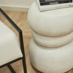 ROCCO Indoor & Outdoor Side Table Stool 37cm - White Concrete(Rocco Stool 37cm White Concrete) -Modern Furniture FCT54WHITE 5