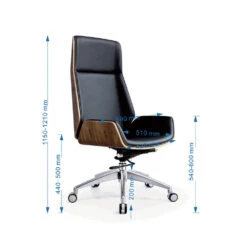 TYLER High Back Office Chair - Walnut & Black(Tyler High Back Office Chair Walnut Black) -Modern Furniture FX A312dimensions 1000 231f10c9 0ba2 468c 8664 698fc7ef3cfa