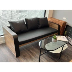 FRANCO Three Seater Sofa - Warm Oak & Black(Franco Three Seater Sofa Mahogany Black) -Modern Furniture Franco3S 800