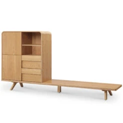 FINLEY TV Entertainment Wall Unit 1.8M - Natural(Finley Tv Unit With Storage 180cm Ah)