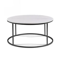 BRANDI Nest Of 2 Tables 75/90cm - White Ceramic Marble(Brandi Nest Of 2 Tables 75 90cm White Black) -Modern Furniture HP 202103CT M 3 800