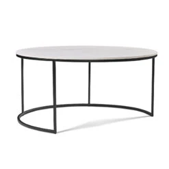 BRANDI Nest Of 2 Tables 75/90cm - White Ceramic Marble(Brandi Nest Of 2 Tables 75 90cm White Black) -Modern Furniture HP 202103CT M 5 800