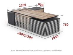 PHOENIX 2.0 - Sit Stand Electric Lift Executive Desk With Left Return 2.8m - Warm Oak & Black(Copy Of Phoenix 2 0 Sit Stand Electric Lift Executive Office Desk With Left Return 2 8m) -Modern Furniture Ha24c4788e65742f881151f16716dad36I