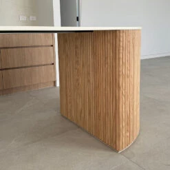 WOODFLEX Flexible Wooden Slat Wall Panel - Oak Veneer - 2700mm X 600mm - Half Round(Woodflex Flexible Half Round Slat Wall Panel Oak Veneer 270cm) -Modern Furniture Half Round Edge wrap 1000