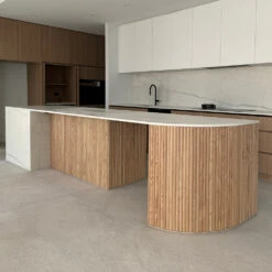 WOODFLEX Flexible Wooden Slat Wall Panel - Oak Veneer - 2700mm X 600mm - Half Round(Woodflex Flexible Half Round Slat Wall Panel Oak Veneer 270cm) -Modern Furniture Half Round under counter 1000