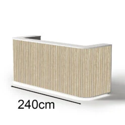 HALO Reception Desk 240cm - Oak & White(Halo Reception Desk 240cm Oak White) -Modern Furniture HaloHalfRound2.4mwithLED 1000 b631069a 3705 4f7f b74a 3712429297a9