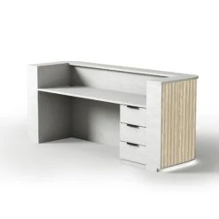HALO Reception Desk 240cm - Oak & White(Halo Reception Desk 240cm Oak White) -Modern Furniture HaloHalfRoundBack2.4m