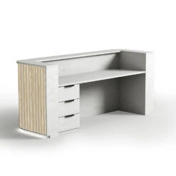 HALO Reception Desk 240cm - Oak & White(Halo Reception Desk 240cm Oak White) -Modern Furniture HaloHalfRoundBack2.4mreverse 1000
