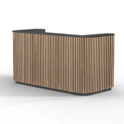 HALO Reception Desk 180cm - Oak / Black On Black(Halo Reception Desk 180cm Oak Black)