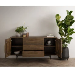 HAMILTON Sideboard Buffet Solid Acacia Wood 160cm - Toffee Colour(Hamilton Sideboard 160cm Walnut) -Modern Furniture Hamilton Sideboard Simple2 800