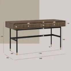 HAMILTON Study Desk Oak & Acacia Veneer 140cm - Toffee(Hamilton Study Desk Solid Acacia Wood 140cm Toffee) -Modern Furniture Hamilton WorkingDesk 7 Dimensions 800