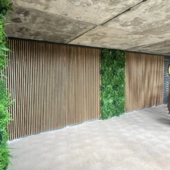 WOODFLEX Flexible Outdoor Hard Wood Batten Pool Fence Cladding - Oak & Black - 2400mm X 600mm(Woodflex Flexible Outdoor Hard Wood Wall Ceiling Cladding Oak Black 2400mm X 600mm) -Modern Furniture HarryBartholomewx2 1000