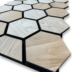 Hexagon WOODFLEX Acoustic Wood Wall Panels - 2700mm X 600mm - Oak Veneer(Hexagon Woodflex Acoustic Wood Wall Tiles Oak Veneer) -Modern Furniture Hexagon 4 1000