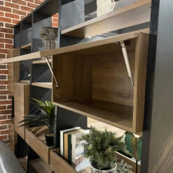 BARON Display Unit 230cm - Warm Oak & Black(Baron Display Unit 2 3m Mahogany Black) -Modern Furniture IMG 1996 800