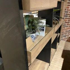 BARON Display Unit 230cm - Warm Oak & Black(Baron Display Unit 2 3m Mahogany Black) -Modern Furniture IMG 1997 800