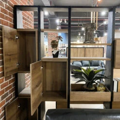 BARON Display Unit 230cm - Warm Oak & Black(Baron Display Unit 2 3m Mahogany Black) -Modern Furniture IMG 1998 800