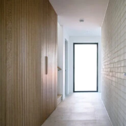 WOODFLEX Flexible Wooden Slat Wall Panel - Oak Veneer - 2700mm X 600mm - Trapezium(Woodflex Flexible Wooden Slat Wall Panel Oak Veneer 2700mm X 595mm Platforms) -Modern Furniture JHP25HOADApril 103 1000