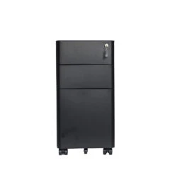 MARLO 3 Drawer Slim Mobile Pedestal Cabinet - Black(Marlo 3 Drawer Slim Mobile Cabinet Black) -Modern Furniture JL BYBBBF Bmain 1000