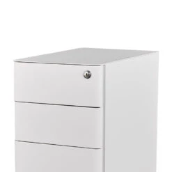 MARLO 3 Drawer Slim Mobile Pedestal Cabinet - White(Marlo 3 Drawer Slim Mobile Cabinet White) -Modern Furniture JL BYBBBF Wcloseup1 1000