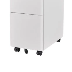 MARLO 3 Drawer Slim Mobile Pedestal Cabinet - White(Marlo 3 Drawer Slim Mobile Cabinet White) -Modern Furniture JL BYBBBF Wcloseup2 1000