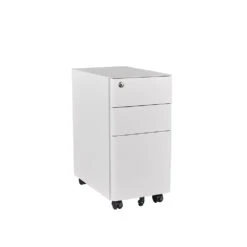 MARLO 3 Drawer Slim Mobile Pedestal Cabinet - White(Marlo 3 Drawer Slim Mobile Cabinet White)