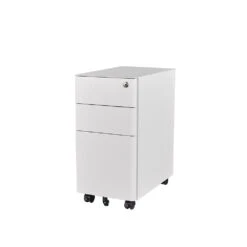MARLO 3 Drawer Slim Mobile Pedestal Cabinet - White(Marlo 3 Drawer Slim Mobile Cabinet White) -Modern Furniture JL BYBBBF Wmain 1000