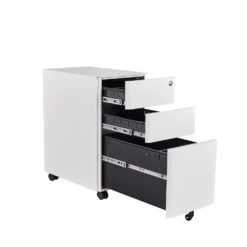 MARLO 3 Drawer Slim Mobile Pedestal Cabinet - White(Marlo 3 Drawer Slim Mobile Cabinet White) -Modern Furniture JL BYBBBF Wopen2 1000