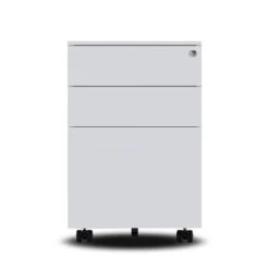 MARLO 3 Drawer Mobile Pedestal Cabinet - White(Marlo 3 Drawer Mobile Cabinet White) -Modern Furniture JL MLBBF Wfront 1000