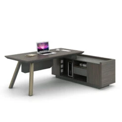 KAISON Executive Desk With Reversible Return 2M - Brown Grey(Kaison Executive Desk With Return 2m Dark Oak)