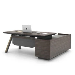 KAISON Executive Desk With Reversible Return 2M - Brown Grey(Kaison Executive Desk With Return 2m Dark Oak) -Modern Furniture KAISONExecutiveDesk DF BOS D3020 bleft800