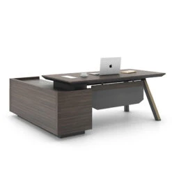 KAISON Executive Desk With Reversible Return 2M - Brown Grey(Kaison Executive Desk With Return 2m Dark Oak) -Modern Furniture KAISONExecutiveDesk DF BOS D3020 bright800