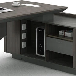 KAISON Executive Desk With Reversible Return 2M - Brown Grey(Kaison Executive Desk With Return 2m Dark Oak) -Modern Furniture KAISONExecutiveDesk DF BOS D3020 closeupreturn800