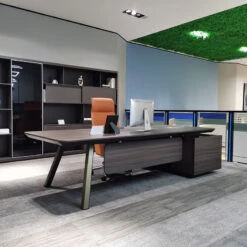 KAISON Executive Desk With Reversible Return 2M - Brown Grey(Kaison Executive Desk With Return 2m Dark Oak) -Modern Furniture KAISONExecutiveDesk DF BOS D3020 d800