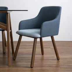 JOLLINArm Chair - Walnut & Blue(Jollin Arm Chair Walnut Blue) -Modern Furniture KoenDT146113 JollinDC241504 2 1000