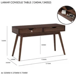 LAMAR Console Table With 2 Drawers 122cm - Natural(Lamar Console Table With 2 Drawers 122cm Natural) -Modern Furniture LAMARConsoleTabledms 800