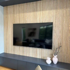 WOODFLEX Flexible Acoustic Wood Slat Panel - 3 Sided Oak Veneer On Light Grey - 2700mm X 600mm(Woodflex Flexible Acoustic Wood Slat Wall Panel 270cm Oak Veneer On Light Grey) -Modern Furniture Lifestyle 1000 f1e83bee fb66 4b45 8236 1a528dc5c45b