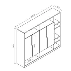 BAXTER Display Cabinet 190cm - Acacia & Carbon Grey(Baxter Display Cabinet 1 9m Acacia Carbon Grey) -Modern Furniture MF 14BZJ001 001dms