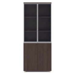 CARTER Display Unit 2 Door Bookcase 80cm -Coffee Grey(Carter Display Unit 2 Door Bookcase 80cm Coffee Grey)