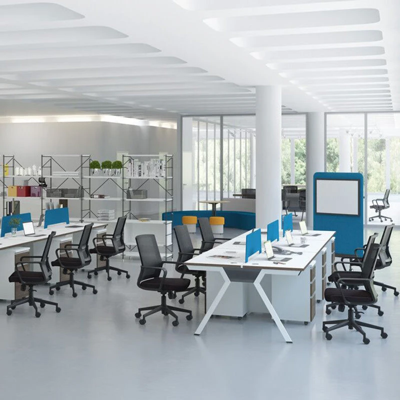 WILLS 4 People Back To Back Workstation - Coffee & White(Wills 4 Seat Workstation White Coffee Blue) 4 WILLS 4 People Back To Back Workstation - Coffee & White(Wills 4 Seat Workstation White Coffee Blue) - Image 2