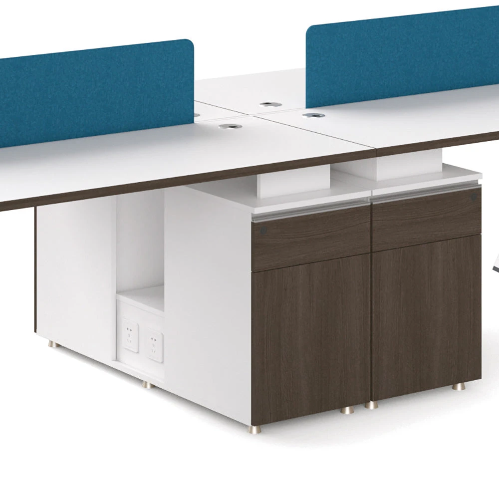 WILLS 4 People Back To Back Workstation - Coffee & White(Wills 4 Seat Workstation White Coffee Blue) 5 WILLS 4 People Back To Back Workstation - Coffee & White(Wills 4 Seat Workstation White Coffee Blue) - Image 3