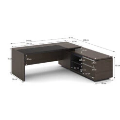 Carter Executive Office Desk With Left Return 2.2M - Coffee & Charcoal(Carter Executive Office Desk Left Return 220cm Coffee Charcoal 1) -Modern Furniture MF 22MKD164 163dms 800