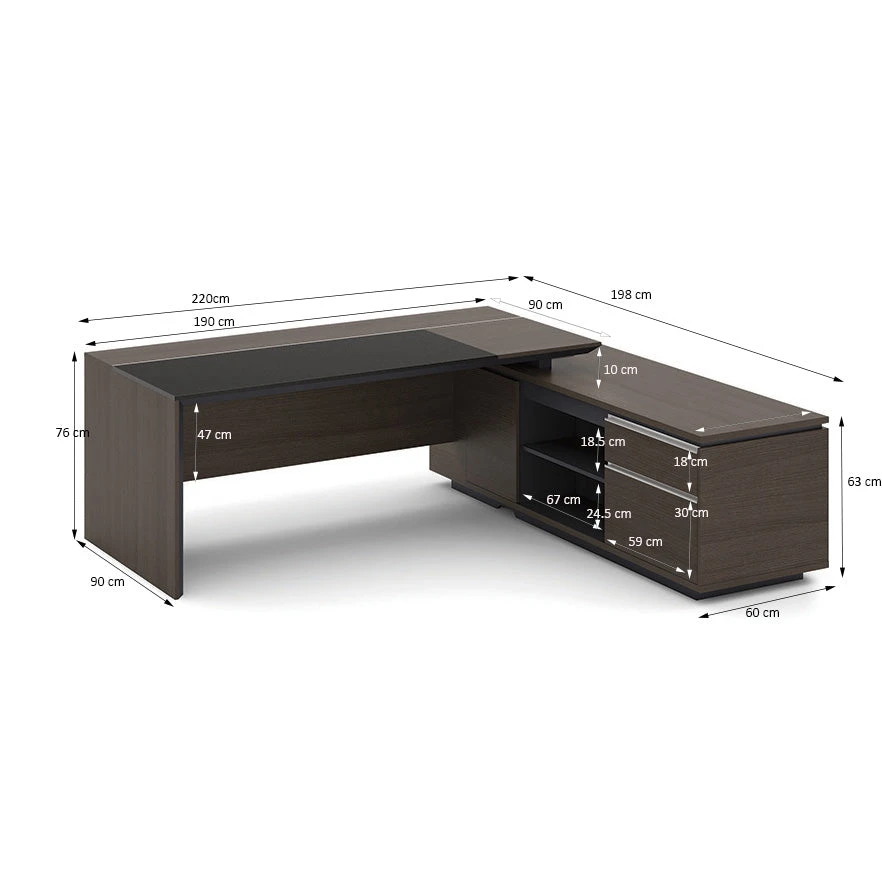 CARTER Executive Office Desk With Right Return 2.2M - Coffee & Charcoal(Carter Executive Office Desk Right Return 220cm Coffee Charcoal) 13 CARTER Executive Office Desk With Right Return 2.2M - Coffee & Charcoal(Carter Executive Office Desk Right Return 220cm Coffee Charcoal) - Image 11