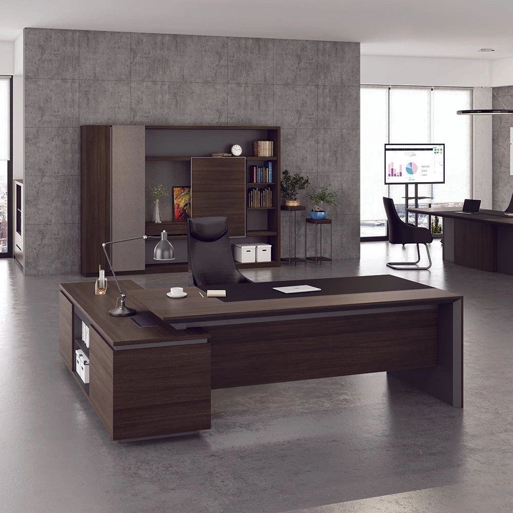 CARTER Executive Office Desk With Right Return 2.2M - Coffee & Charcoal(Carter Executive Office Desk Right Return 220cm Coffee Charcoal) 4 CARTER Executive Office Desk With Right Return 2.2M - Coffee & Charcoal(Carter Executive Office Desk Right Return 220cm Coffee Charcoal) - Image 2