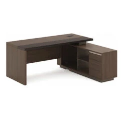 Carter Executive Office Desk + Right Return - 180cm - Coffee + Charcoal(Carter Executive Office Desk Right Return 180cm Coffee Charcoal) -Modern Furniture MF 22MKD181RightreturnBack 800